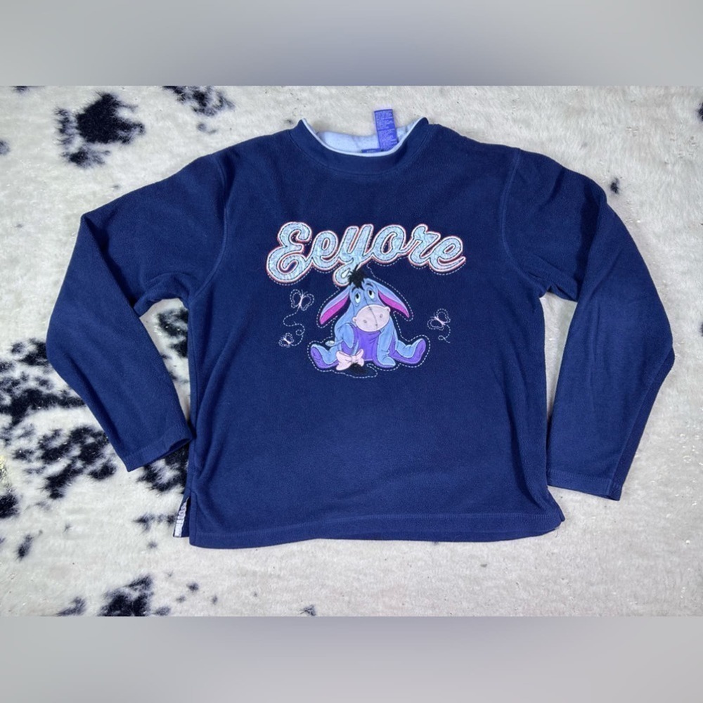 Disney Women’s Vintage Navy Blue Eeyore Fkeece Crewneck sweatshirt Size Medium